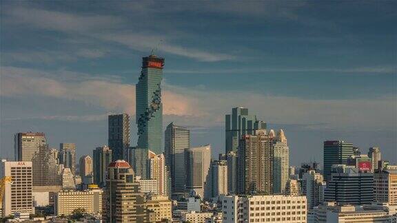 泰国日落曼谷著名建筑市中心全景4k时间推移