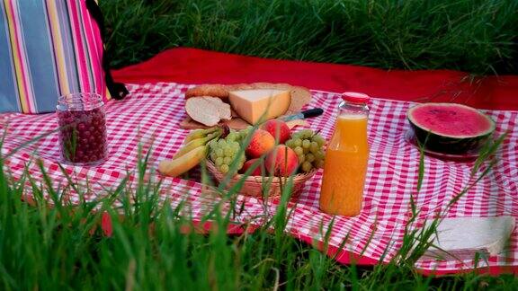 带食物的野餐毯