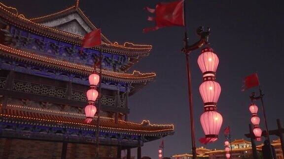古城墙夜景中国陕西西安