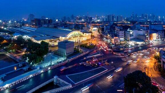曼谷火车站(华兰芳火车站)日落曼谷泰国