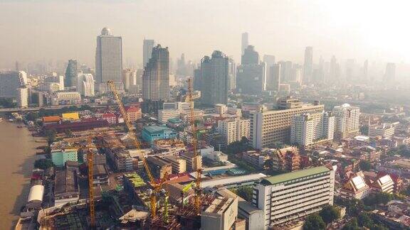 4K-延时:鸟瞰曼谷城市在早上泰国