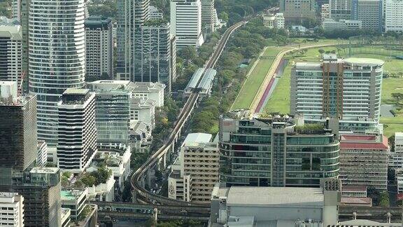 电影倾斜:空中曼谷市区城市生活背景