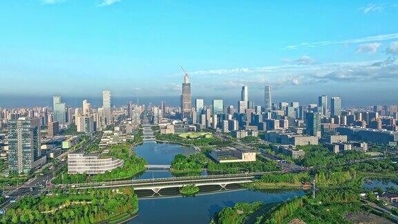 航拍的城市和现代建筑在宁波浙江省中国