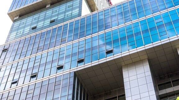 杭州玻璃幕墙的现代建筑间隔拍摄hyperlapse