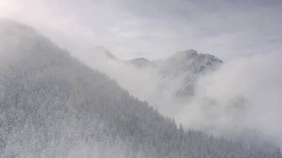 冬天的九寨沟被雪山环绕