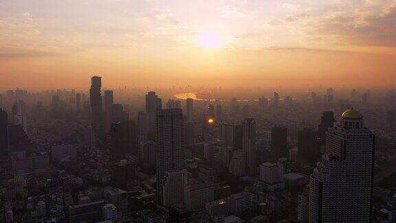 鸟瞰图曼谷城市日出