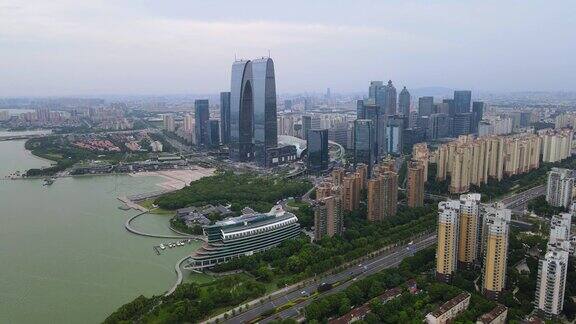航拍中国苏州城市现代建筑景观