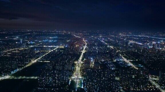夜景鸟瞰杭州城市
