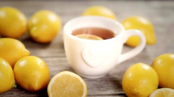 一杯柠檬茶在4K视频维生素C预防感冒