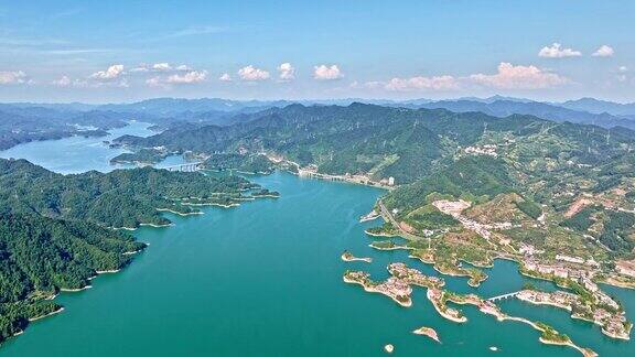千岛湖自然风光的航拍镜头在淳安杭州浙江省中国