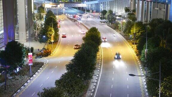 新加坡城市夜间4K延时交通