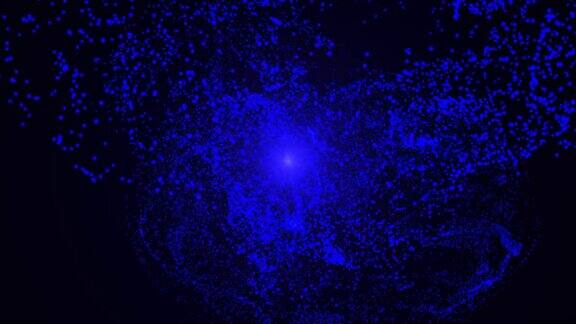 4K蓝色抽象背景与光粒子