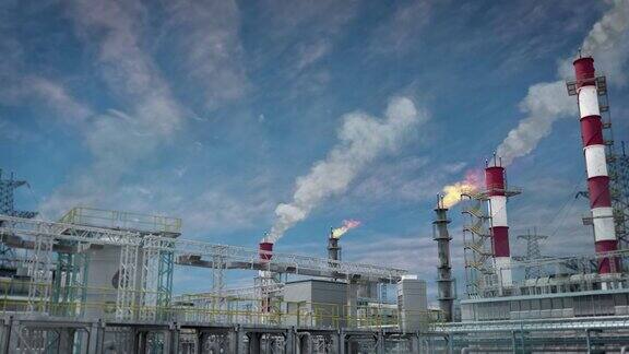 石脑油或火力发电厂-重工业设施虚构-循环视频