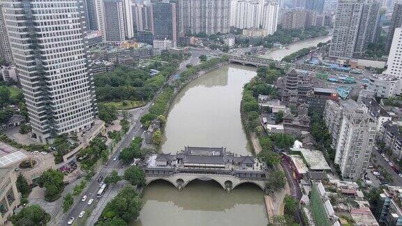 航拍中国成都的城市风景