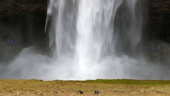 冰岛Seljalandsfoss瀑布特写