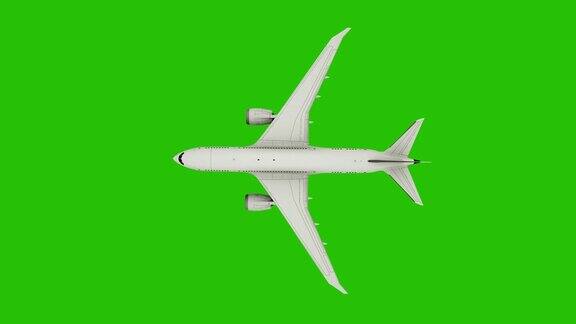 客机客机天空云绿色屏幕俯视图3d动画