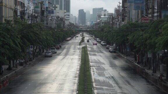 在新冠肺炎疫情期间空荡荡的街道曼谷泰国