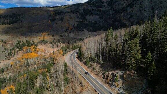美丽的景色科罗拉多公路在树叶季节科罗拉多州