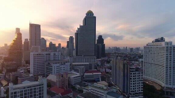 4k空中曼谷市中心城市视图飞越曼谷泰国