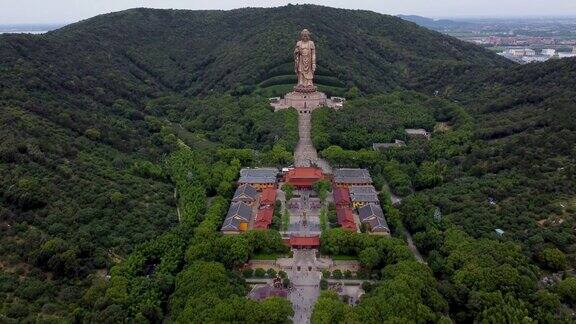 中国江苏省无锡市滨湖区灵山大佛航拍影像