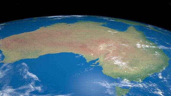 澳大利亚在地球上从外太空旋转