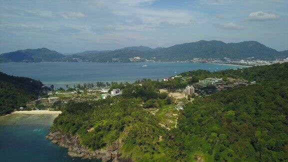 晴天时间普吉岛海岸线航拍4k泰国全景图