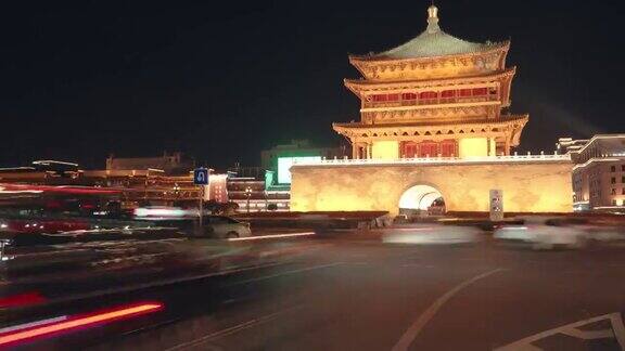 西安钟楼的时间间隔与中国城市夜间交通