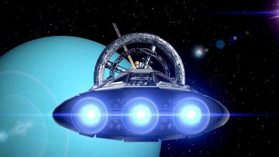 宇宙飞船飞出天王星的背景隧道