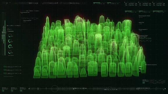 未来全息数字矩阵城市HUD