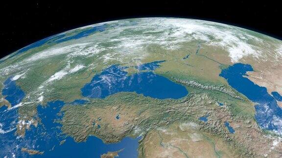 从外太空鸟瞰地球上的黑海