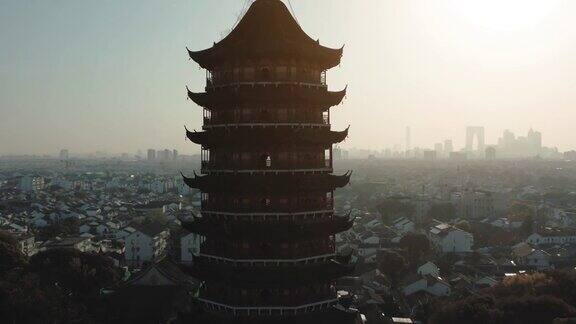 中国苏州传统建筑鸟瞰图