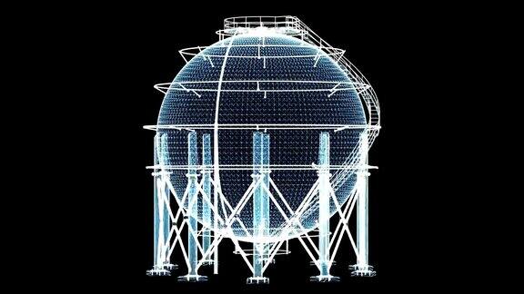 由发光线和发光点组成的球形燃气罐3d演示视频