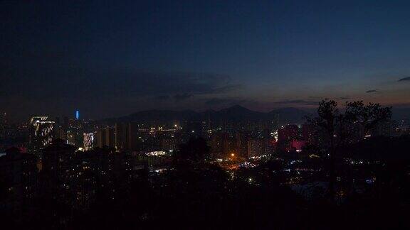 夜光珠海市城市景观公园顶层全景4k中国
