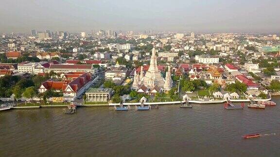 湄南河鸟瞰图湄南河曼谷泰国