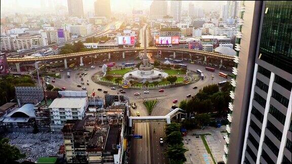鸟瞰曼谷胜利纪念碑泰国的地标
