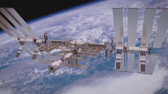 国际空间站ISS飞越地球大气层