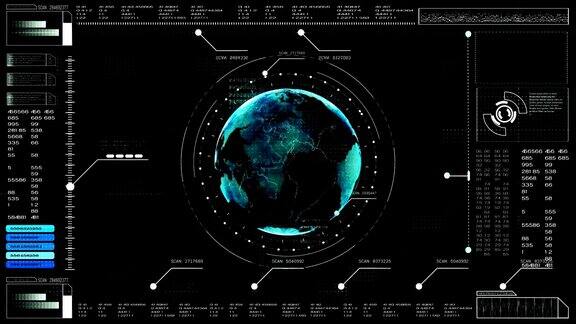 高科技数字抽象背景接口平头显示全息地球