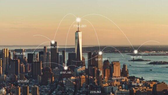 PAN曼哈顿城市和5G网络概念纽约市