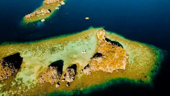 鸟瞰图热带泻湖大海海滩热带岛屿Busuanga菲律宾巴拉望省