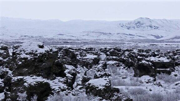 冰岛DimmuborgirLakeMyvatn冬季景观