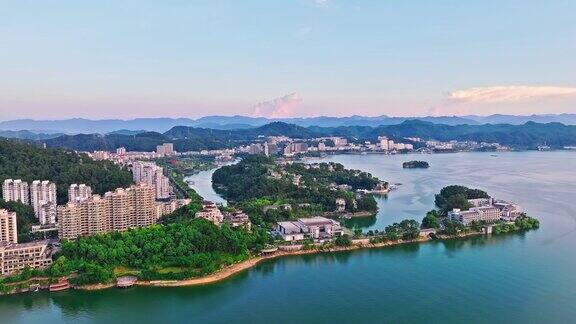 千岛湖岸线及建筑景观鸟瞰图