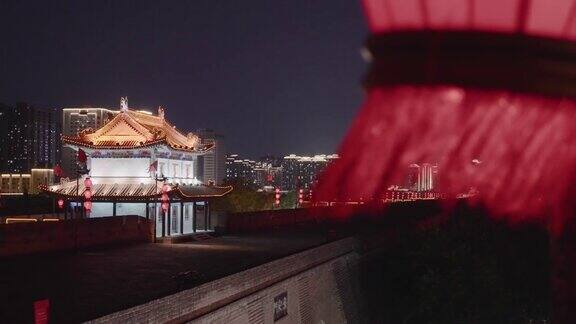 古城墙夜景中国陕西西安