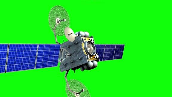 绿色屏幕上的人造卫星3d动画