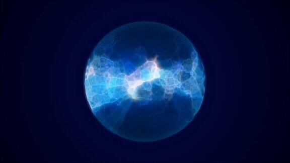 能量抽象蓝色球体发光液体等离子体电魔圆能量球为背景