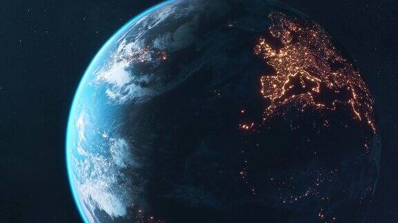夜晚的地球-欧洲北美和南美