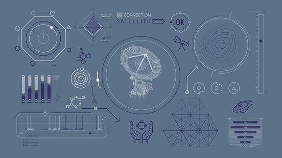 关于射电天文学和空间观测的信息图表动画