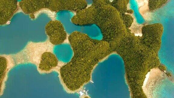 鸟瞰图热带泻湖大海海滩布卡斯格兰德岛索霍顿湾菲律宾