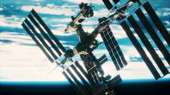 国际空间站在地球轨道上的元素行星由美国宇航局提供