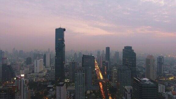 4k分辨率鸟瞰图上午在曼谷城市泰国