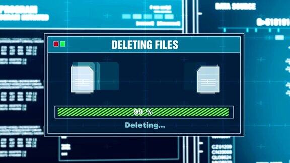 删除文件进度警告信息文件删除电脑屏幕警告输入系统登录和密码系统安全网络犯罪计算机黑客概念